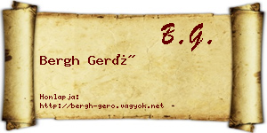 Bergh Gerő névjegykártya